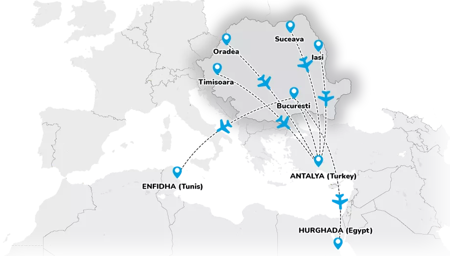 Fly lili - harta rutei din România