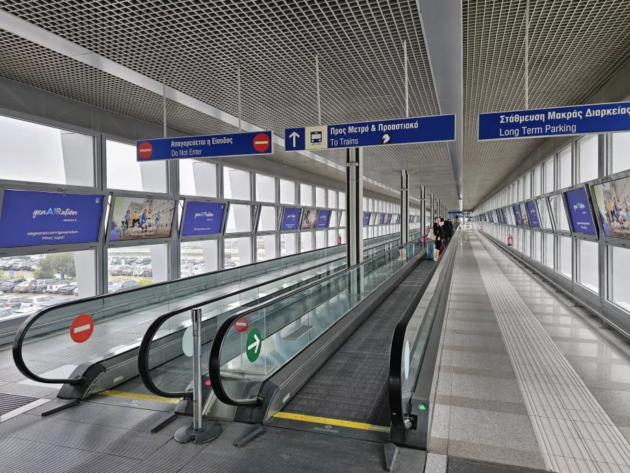 Direcții către metrou și trenuri, Aeroportul Atena