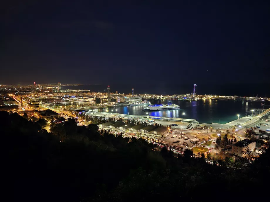 Vederi de noapte ale Barcelonei din Parcul Montjuic