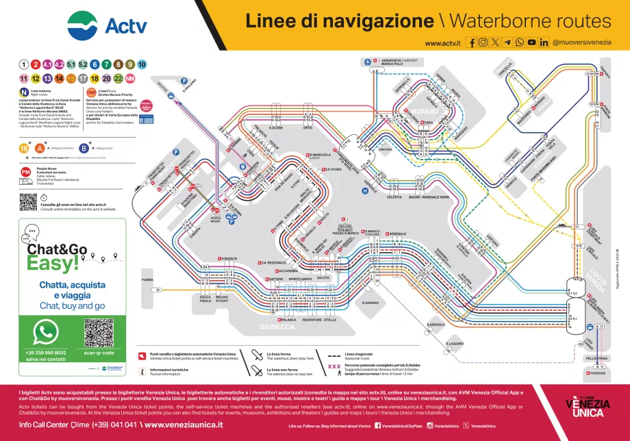 Harta liniilor de transport maritim ACTV