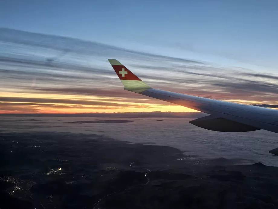 Aripă în timpul zborului Praga - Zurich