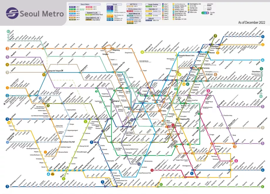 Harta metroului din Seul