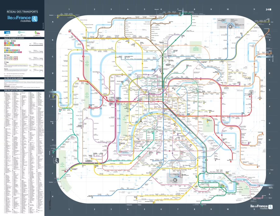 Harta RER, Transilien, metrou