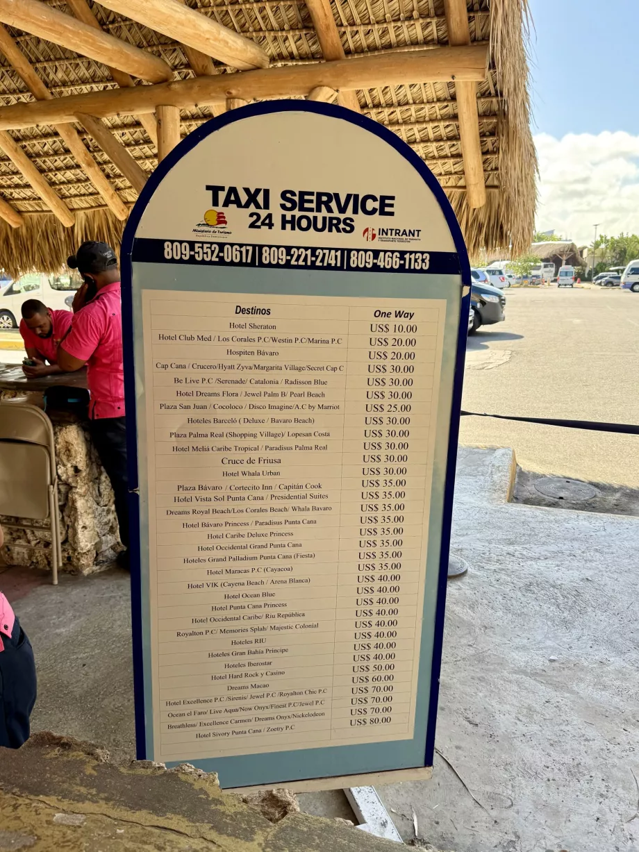 Lista de prețuri pentru servicii de taxi de la Aeroportul Punta Cana PUJ