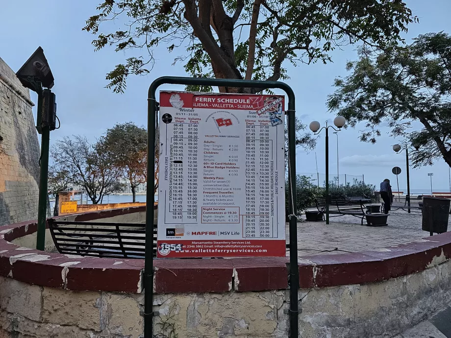 Valletta - Sliema feribot informații bord