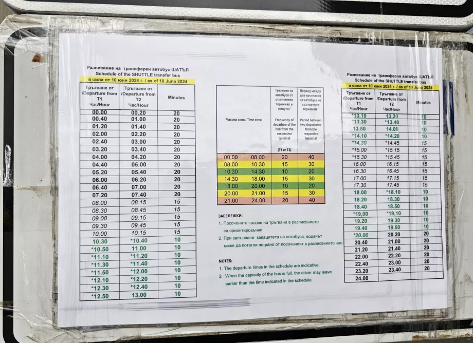 Orarul autobuzelor de navetă între terminale