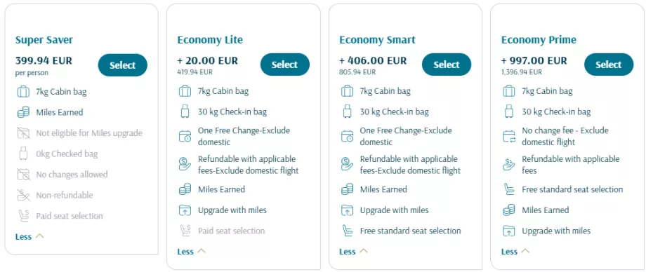 Tariful Oman Air